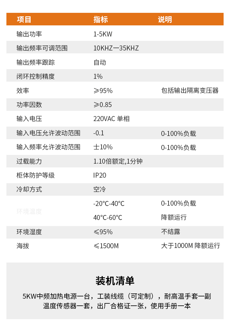 匹恩中频加热器参数